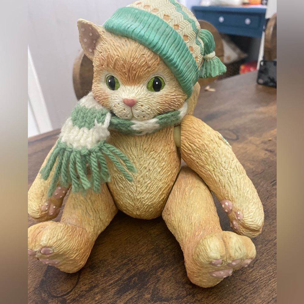 Vintage Enesco Calico Kittens Musical Jointed Kitten